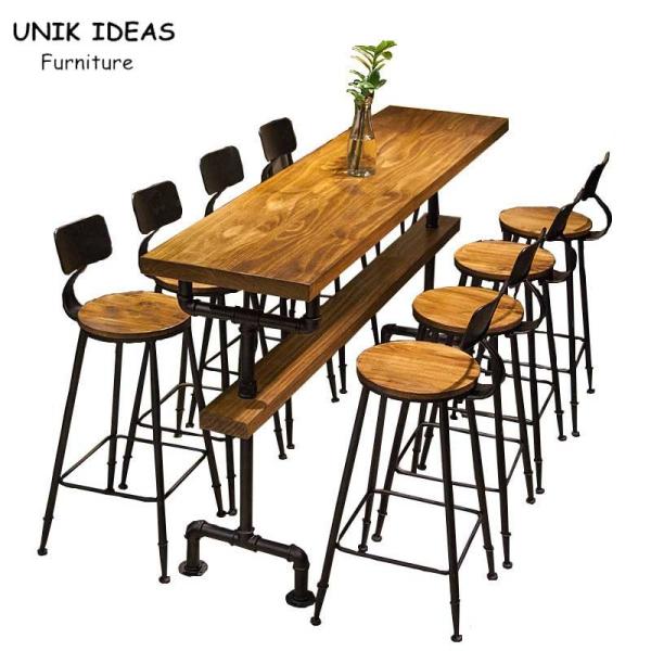 Rectangle Bistro Bar Table And Stools Wooden Metal Industrial High Table And