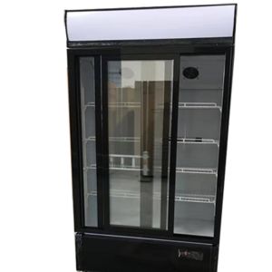 Upright Auto Closing Beverage Glass Door Refrigerator Sliding Glass Door