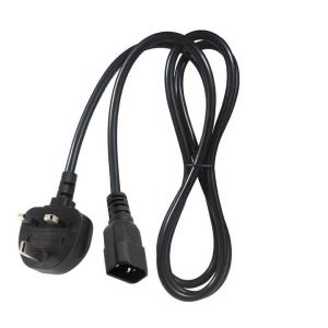 UK 3 Pin Plug to IEC C14 Power Cord 1M Black PVC Copper Cable