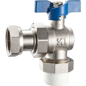 3611 3612 Angle Type Brass Ball Valve DN20 DN25 for Connections PP-R x Flex.
