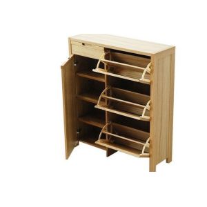 Multi Function Wooden Shoe Rack Cabinet / Indoor Large Wooden Shoe Box Storage