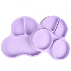 Cheap Non Toxic Silicone Childrens Plates Lead Free Suction Divided Plate for sale