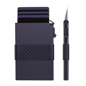 Low MOQ Pop up Card Case RFID Blocking Business Card Holder with Cash and Metal