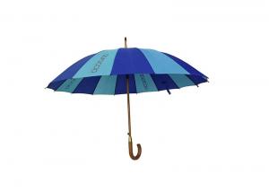 China J Shape Wooden Stick Umbrella , Raines Umbrella Wooden Handle Windproof Frame on sale