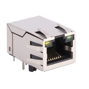 Single port 1X1 Tab-Down RJ45 with transformer 10/100Base-Tx LEDS with Side