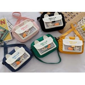 China ins cute rabbit canvas bag flower kids girls bag heart student crossbody customs logo picture bag Yiwu wholesale on sale