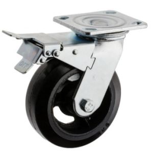 China 6 Inch Heavy Duty Caster Wheels With Brakes Rubber Wheel Iron Casters on sale