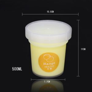 Custom 500ml plastic PP ice cream cup container packaging pudding jelly mousse