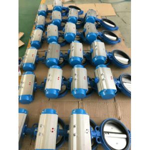 Butterly valves with pneumatic rotary actuator cylinder control