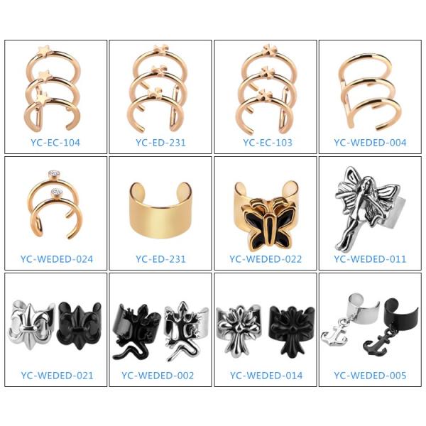 Wholesale Personality Punk Stainless Steel Non Pierced Ear Clip Cuff Earrings