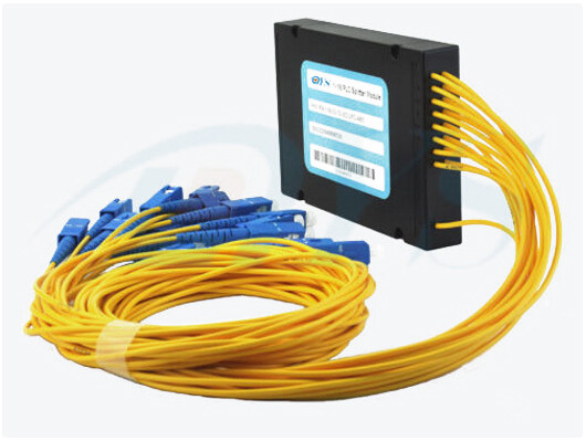 Yellow Optical Fiber 1*16 PLC Fiber Splitter With SC / UPC Connector For Data