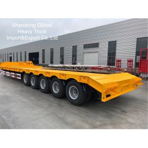Cheap Q345B High-Tensile Steel Lowbed Semi Trailer with 60-100 Tons Loading Capacity and Customizable Length for sale