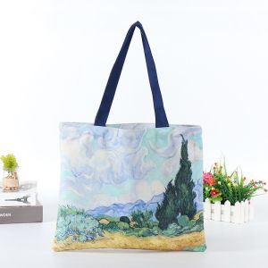 Custom Logo Printed Recycled Reusable Sublimation Tote Bag for Business Shopping