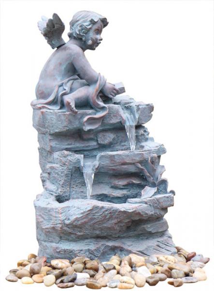 Quality Angel On Rock Waterfall Resin Garden Fountains with LED Light Anchor Falls Cascading wholesale