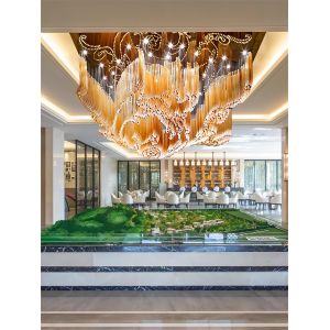 Luxury Golden Transparent Rectangular Crystal Extra Large Chandeliers Made To