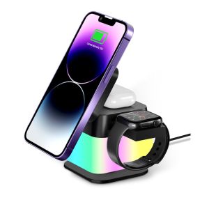 4-in-1 Wireless Charger For Apple Devices With Rotational Body & Foldable Top