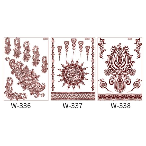 European American Vermilion Geometric Pattern Temporary Body Tattoo Waterproof Red Brown White Lace for Parties