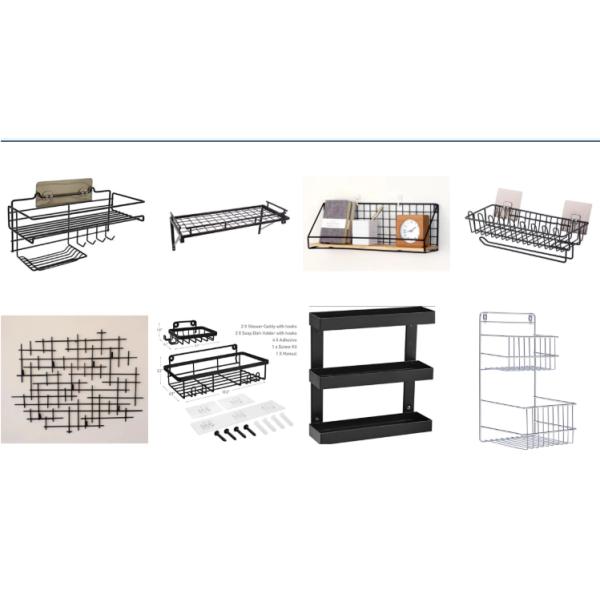 Wall-mounted storage rack for bathroom and toilet, suitable for holding toiletries and washroom supplies.