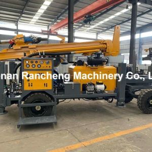 220m Bore Depth Wheel Mounted Water Well Drilling Rig With 13T Lifting Force