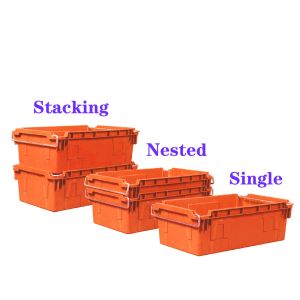 Metal Handle Plastic Crates for Customized Vegetable Storage Internal Size 640