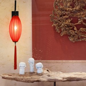 Classical Chinese Style Festive Quaint Rural Wood Red Lantern Wall Lamps(WH-OR