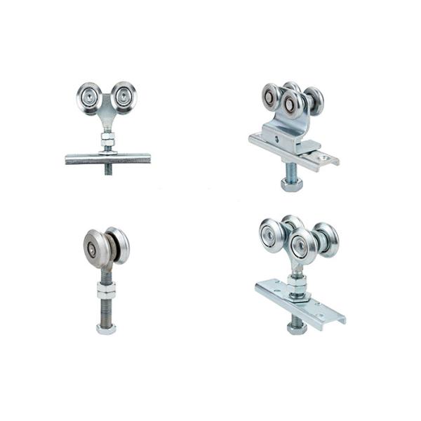4 Rollers Runner Hanging Door Roller Assembly Iron Zinc Silver