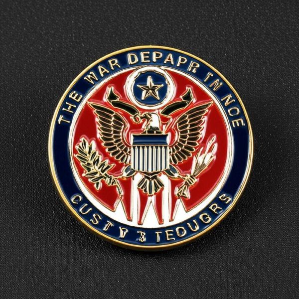 Quality 1.5 Inch US War Department Pins Die Struck Military Enamel Lapel Badges Custom Designs for Veteran Groups and Collectors wholesale