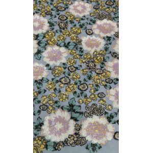 Sequin Flroal Embroideded Lace Fabric Elegant Mesh Customized New Collection