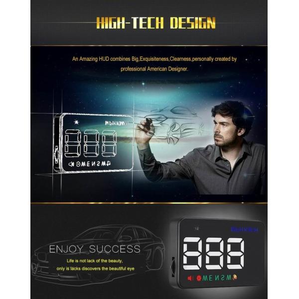 Ouchuangbo HUD 3.5 inch Car Head Up Display Windshield Projector Speedometer Overspeed - GPS Satellite 2 Dispaly Mode