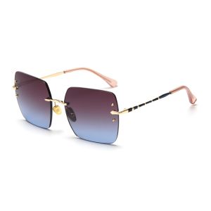 UV400 Gradient Rimless Sunglasses Fashion Rivets Square Polarized Sunglasses