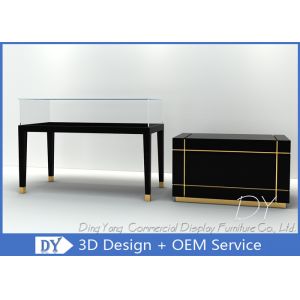 Cheap Pre Assembly Wood Glass Jewelry Store Counter With Lights / Lock / Stainless Steel Hooks for sale