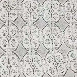 Three Dimensional 115cm Coloured Embroidery Fabric Net Yarn White Lace