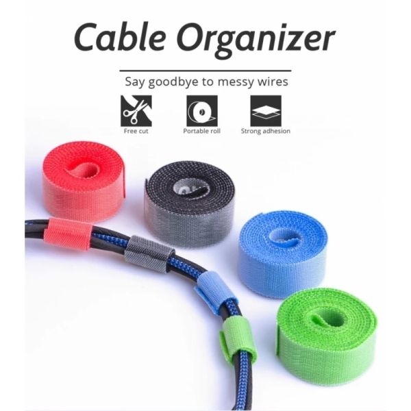 2cm Width Double Sided Hook and Loop Cable Tie Reusable 2000 Times with Customizable Logo