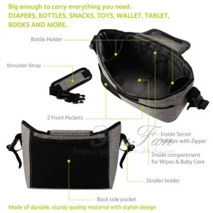 Extra-Large Baby Stroller Organizer Deep Cup Holder