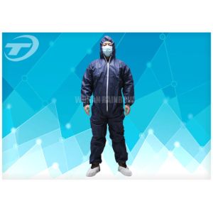 China Waterresistance Elastic Cuffs Disposable Coverall Suit PE Coated PP Fabric on sale