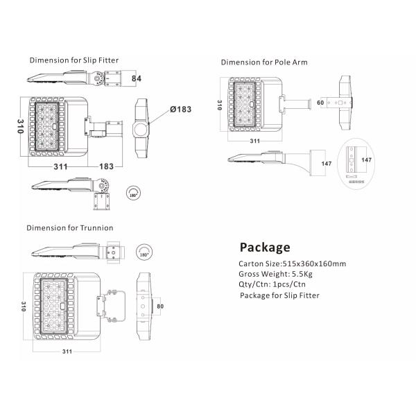 Module Design High Power LED Street Light IP65 SMD 3030 2700K-6500K CCT