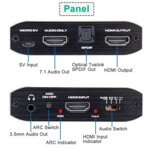 Audio Extractor HDMI 2.0b Adapter 1×1 Support 4K 60Hz RGB 8:8:8 HDCP 2.2