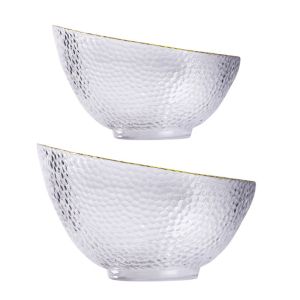 Cheap Handmade Bevel Clear Lead Free Glass Bowls With Gold Rim for sale