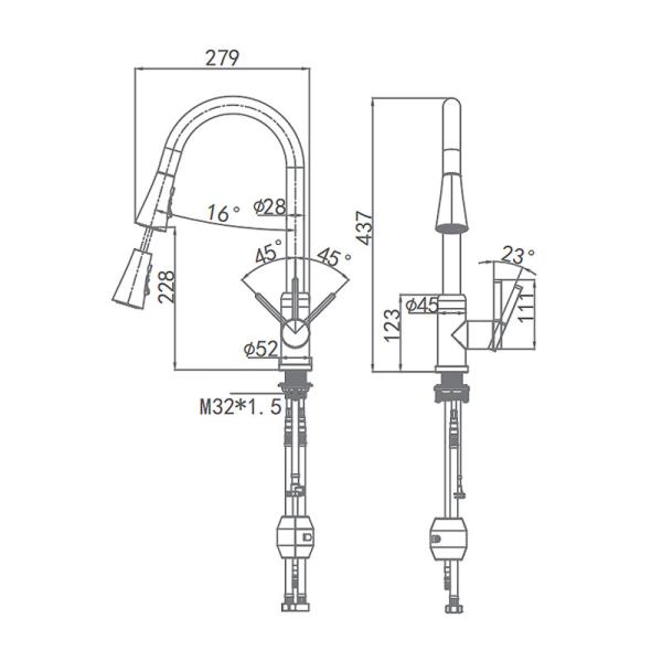 ARROW AG4551-P Kitchen Mixer Faucet Polished SUS304 Body Material