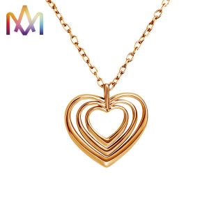 ODM Copper Overlapped Hollow Heart Charm With 50CM Chain