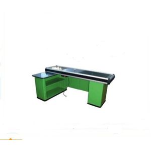 Custom Metal Supermarket Checkout Counter With Conveyor Belt Cash Register