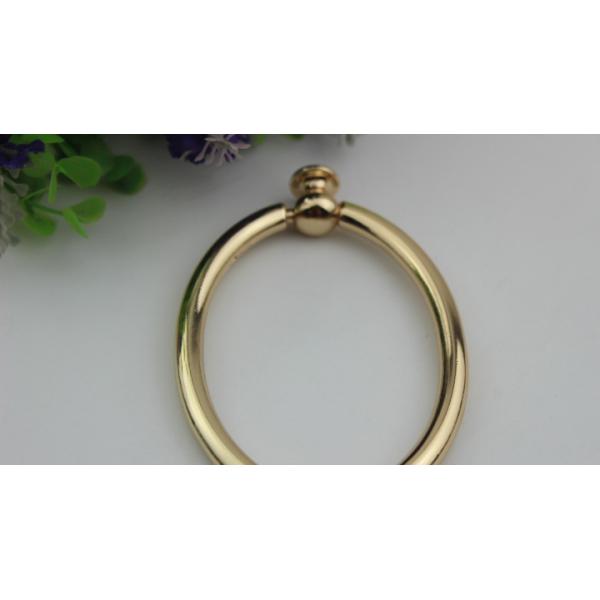 Unique fashion handbag hardware light gold metal circle handle for tote bag
