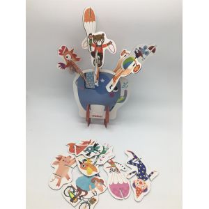 3D Double Faced Animal Jigsaw Puzzle Game Set Kids Gift Stacking Game