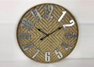 China ZYWSC001 27.5 Farmhouse Bamboo Rattan Round Wall Clock Country Style For Wall Decor on sale