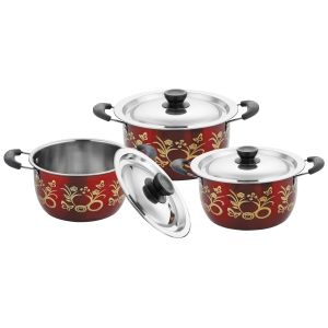 2019 hot selling 6pcs stainless steel cookware set & red color ,blue color 3pcs