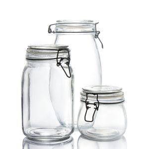 High Quality Empty Food Glass Jar With Clamp Lids For Candy Sugar Cookie Snack