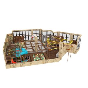 Large Indoor Trampoline Park Playground Amusement With Swing Bridge