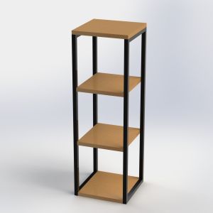 Square Shelves Storage Display Rack / Bamboo And Metal House Display Stand