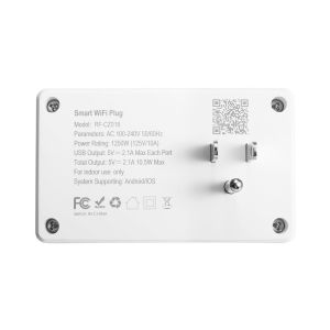 Alexa Enabled 10A Wifi Smart Plug With Dual 2.1A USB Ports 95*57*30mm