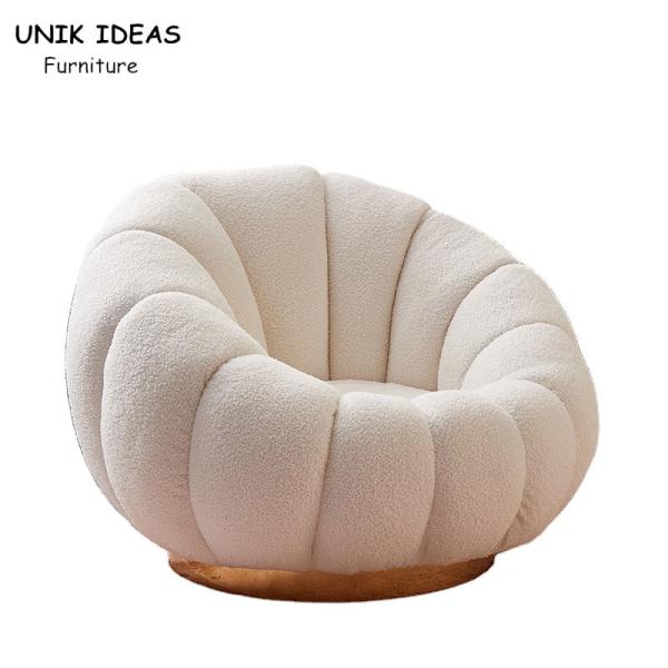 Quality Single Seater Recliner Armchair White Pumpkin Sofa Chair White Fabric Leisure wholesale